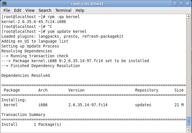 Update new kernel Fedora/RHEL6/ CentOS | Unix Tech Share
